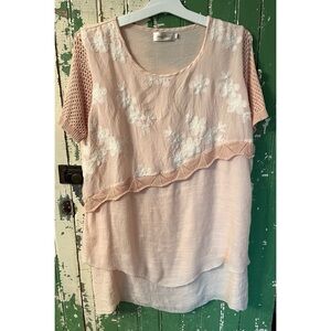 Simply Couture Pink Embroidered Layered Women’s Top